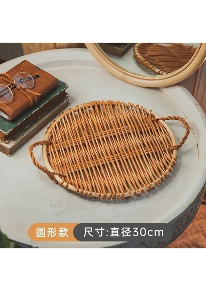 65B Tarzı Rattan Depolama Tepsisi Akşam Yemeği Kahve Kahvaltı Servis Ekmek Tepsisi Yuvarlak Dikdörtgen El Dokuma Saplı Yemek Sepeti Ev Dekorasyonu (Yurt Dışından) fırsatları
