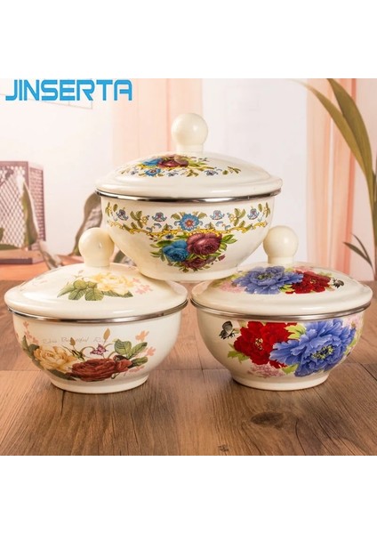 Shanhua Shop A-16CM Tarzı Jınserta Vintage Emaye Kase Çanak Kalınlaşmış Büyük Kapasiteli Kapaklı Mutfak Buzdolabı Gıda Meyve Kabı Karıştırma Kasesi (Yurt Dışından)