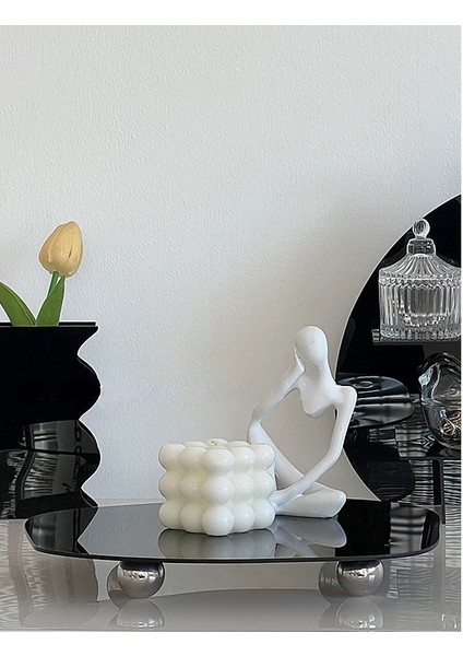 Kendin Yap - Aynalı Tepsi Stili Dıy El Yapımı Hediye Düzensiz Geometri Akrilik Tepsi Ev Dekorasyon Aromaterapi Alt Destek Süsleme Depolama Plakası Ayna Tepsisi (Yurt Dışından) fırsatları