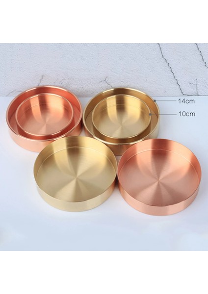 10CM Gül Altın Stili Bakır Yuvarlak Depolama Tepsisi Masa Metal Organizatör Küçük Nesne Gül Altın Takı Yemekleri Ev Dekorasyonu (Yurt Dışından)