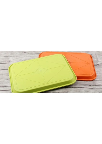 Turuncu 35X27X2.3 Stili Abs Kaymaz Plastik Tepsi Kahverengi Kırmızı Yeşil Sarı Renk Plastik Tabak Meyve Tepsisi Restoran Yılan Bar Çay Kek Ekmek Yemek Tabağı (Yurt Dışından)