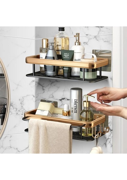Altın Kalınlaşmak 1pc Tarzı Yumruksuz Banyo Rafları Köşe Raf Duş Şampuan Depolama Rafı Tuvalet Tutacağı Mutfak Düzenleyici Banyo Aksesuarları Seti (Yurt Dışından) fırsatları