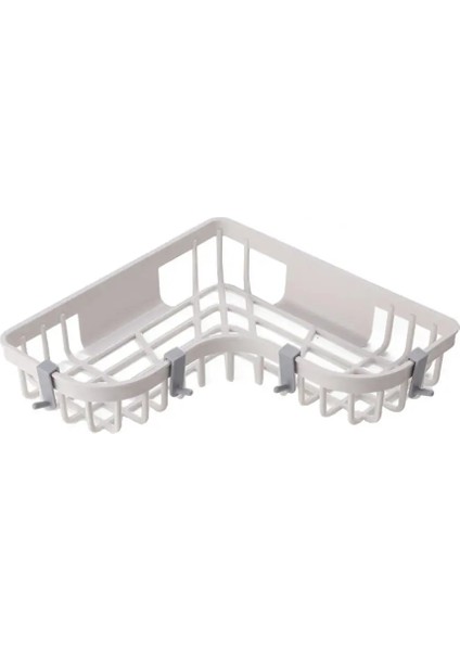 Gri Beyaz Tarzı Duvara Monte Köşe Rafları Duş Depolama Raf Punch Ücretsiz Pp Traceless Tepsi Tutucu Banyo Rafları Yurt Organizatör Için 1 Adet (Yurt Dışından)