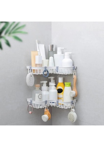 Gri Beyaz Tarzı Duvara Monte Köşe Rafları Duş Depolama Raf Punch Ücretsiz Pp Traceless Tepsi Tutucu Banyo Rafları Yurt Organizatör Için 1 Adet (Yurt Dışından) fiyatları