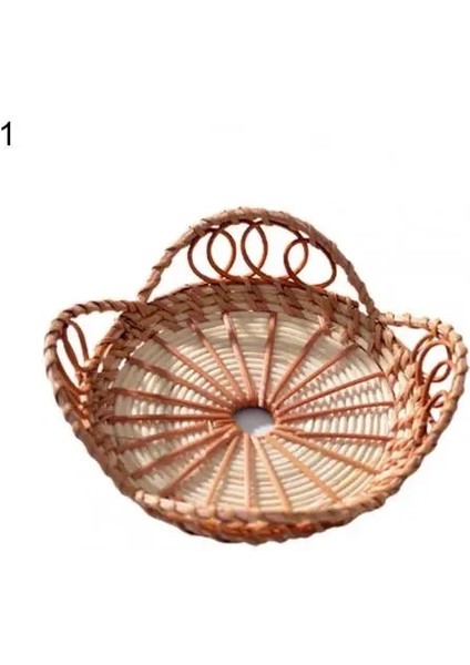 No.1 Tarzı Hasır Rattan Depolama Tepsisi Yaprakları Şekil Gıda Meyve Ekmek Kahvaltı Akşam Yemeği Partileri Için El Dokuma Çay Tatlı Servis Tabağı (Yurt Dışından)