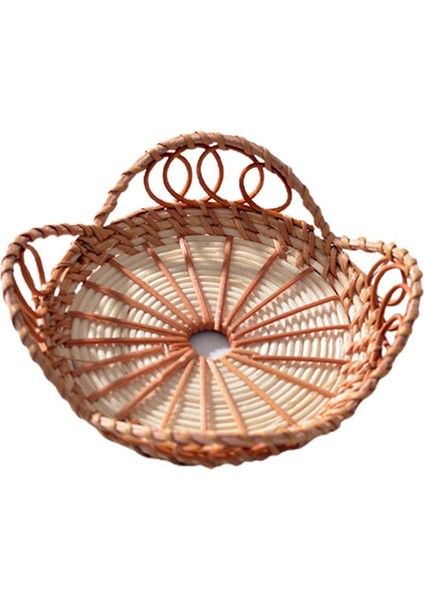 No.1 Tarzı Hasır Rattan Depolama Tepsisi Yaprakları Şekil Gıda Meyve Ekmek Kahvaltı Akşam Yemeği Partileri Için El Dokuma Çay Tatlı Servis Tabağı (Yurt Dışından)