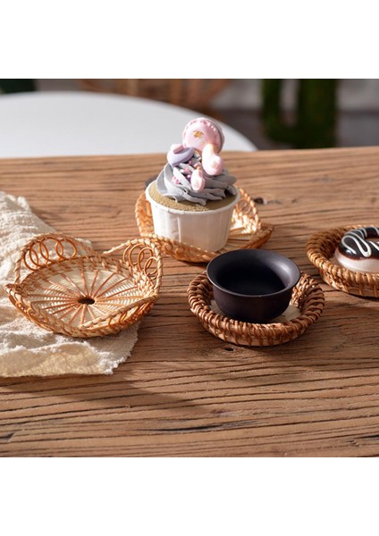No.1 Tarzı Hasır Rattan Depolama Tepsisi Yaprakları Şekil Gıda Meyve Ekmek Kahvaltı Akşam Yemeği Partileri Için El Dokuma Çay Tatlı Servis Tabağı (Yurt Dışından)