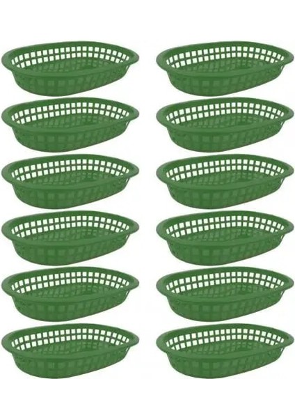 Yeşil 12 Adet Tarzı Yemek Sepeti Oval Şekil Yemek Takımı Plastik Patates Kızartması Fast Food Depolama Plakaları Restoran Için Meyve Sebze Tepsisi (Yurt Dışından)