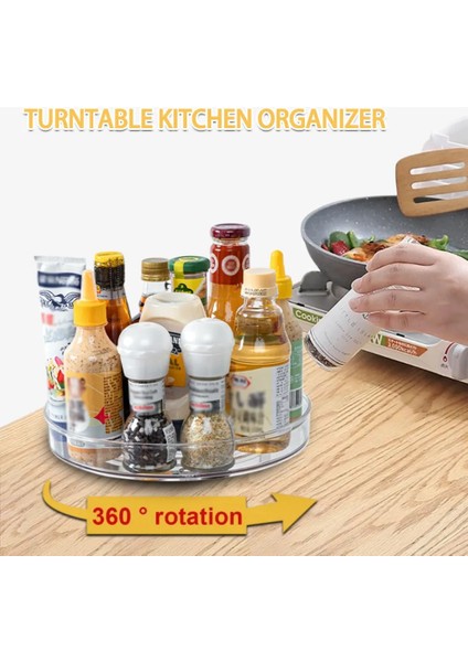 27CM Tarzı 360 Rotasyon Kabine Pikap Organizatör Depolama Baharat Rafı Içecek Kozmetik Depolama Rafı Pet Şeffaf Mutfak Banyo Için (Yurt Dışından)