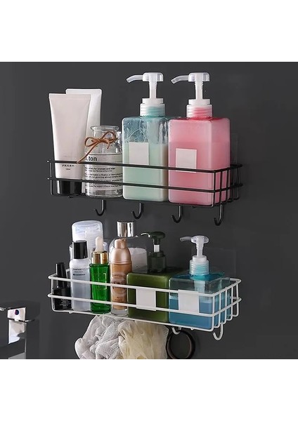 Siyah Stil Duvara Monte Banyo Rafları Yüzer Raf Duş Asılı Sepet Şampuanlık Wc Aksesuarları Mutfak Baharat Depolama Rafı (Yurt Dışından)