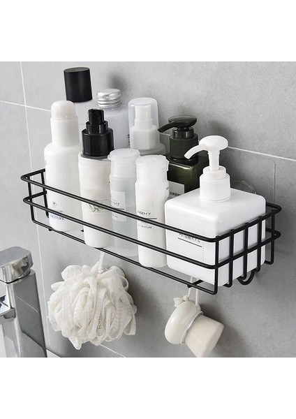 Siyah Stil Duvara Monte Banyo Rafları Yüzer Raf Duş Asılı Sepet Şampuanlık Wc Aksesuarları Mutfak Baharat Depolama Rafı (Yurt Dışından)