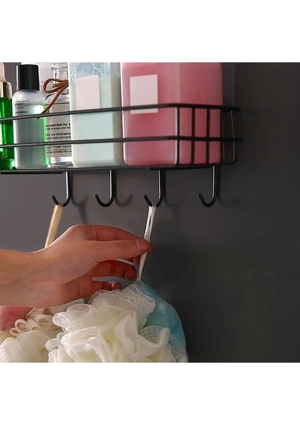 Siyah Stil Duvara Monte Banyo Rafları Yüzer Raf Duş Asılı Sepet Şampuanlık Wc Aksesuarları Mutfak Baharat Depolama Rafı (Yurt Dışından)