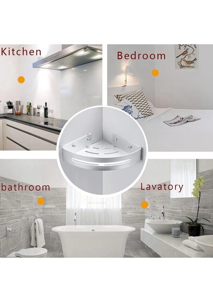 Gümüş Tarzı Banyo Duş Köşe Rafı Alüminyum Duşakabin Yapıştırıcı Fayans Duş Rafı (Yurt Dışından)