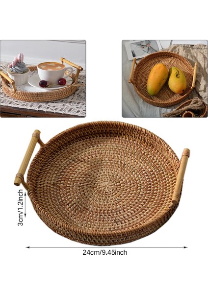 S Tarzı Rattan El Dokuması Yuvarlak Yüksek Duvar Bölme Tepsisi Gıda Saklama Tabakları Plaka Kahvaltı Için Kolları Üzeri Kahve Çay Için Içecek Atıştırmalık (Yurt Dışından) modelleri