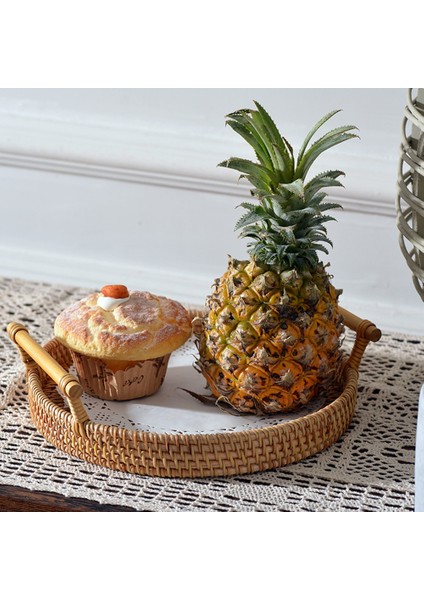 S Tarzı Rattan El Dokuması Yuvarlak Yüksek Duvar Bölme Tepsisi Gıda Saklama Tabakları Plaka Kahvaltı Için Kolları Üzeri Kahve Çay Için Içecek Atıştırmalık (Yurt Dışından) fırsatları