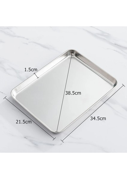 34.5X21.5X1.5CM Stili Paslanmaz Çelik Yemek Tepsileri Dikdörtgen Ev Buğulanmış Sosis Meyve Saklama Tavaları Su Ekmek Mutfak Pişirme Sığ Çanak Tabağı (Yurt Dışından)