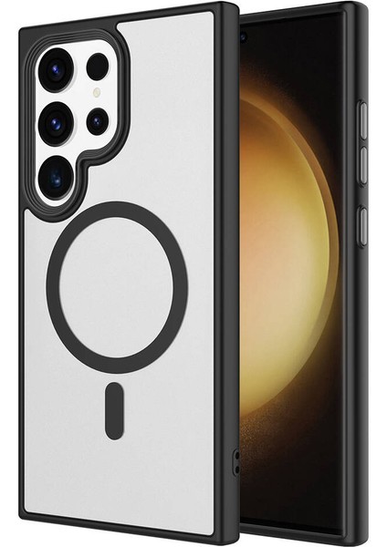 Galaxy S24 Ultra Kılıf Sert Pc Arka Yüzey Wireless Şarj Özellikli Flet Magsafe Kılıf