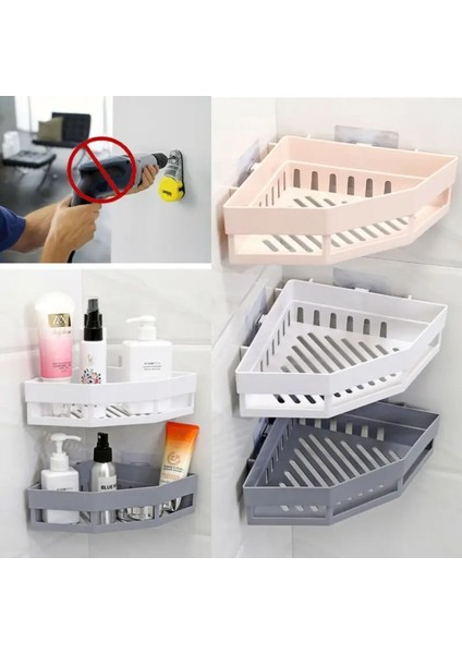 Gri Stil Emme Duvarı Üçgen Duş Kabini Rafı Banyo Köşesi Banyo Rafı Depolama Tutacağı Organizatör Rafları (Yurt Dışından)