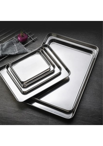 ALTIN27.7X22.8X4.8CM Stili Paslanmaz Çelik Yemek Tepsileri Dikdörtgen Ev Buğulanmış Sosis Meyve Saklama Tavaları Su Ekmek Mutfak Pişirme Sığ Çanak Tabağı (Yurt Dışından)