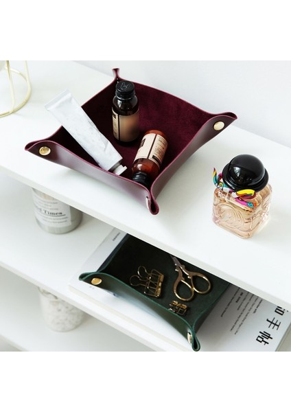 Kırmızı S 20 x 20CM Stili Depolama Tepsileri Kare Tepsi Için Takı Telefon Sikke Masaüstü Kutusu Çeşitli Eşyalar Kutuları Masa Dekorasyon Anahtar Cüzdan Tepsileri Dekoratif (Yurt Dışından)