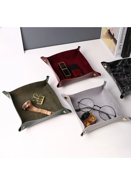 Kırmızı S 20 x 20CM Stili Depolama Tepsileri Kare Tepsi Için Takı Telefon Sikke Masaüstü Kutusu Çeşitli Eşyalar Kutuları Masa Dekorasyon Anahtar Cüzdan Tepsileri Dekoratif (Yurt Dışından)