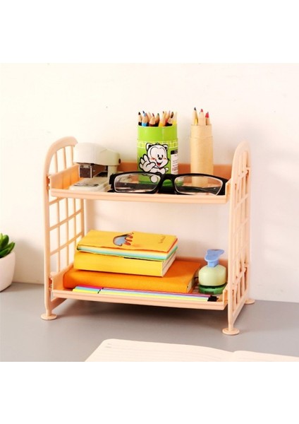 Iskandinav Mor Tarzı 21.5X14X20CM Çift Katmanlı Içi Boş Raf Plastik Kozmetik Masaüstü Fg Banyo Aksesuarları Organizatör Depolama Rafı 2 Katmanlı Raf Tutucu (Yurt Dışından)