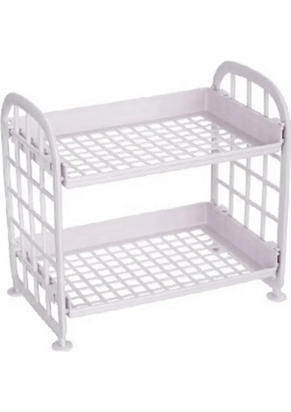 Iskandinav Mor Tarzı 21.5X14X20CM Çift Katmanlı Içi Boş Raf Plastik Kozmetik Masaüstü Fg Banyo Aksesuarları Organizatör Depolama Rafı 2 Katmanlı Raf Tutucu (Yurt Dışından) fiyatları