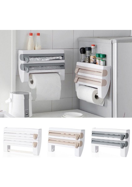 Koyu Haki Stili Mutfak Rulo Dispenseri Streç Film Teneke Folyo Havluluk Raf Duvara Monte Yeni Buzdolabı Duvar Tutucu (Yurt Dışından) fiyatları