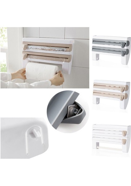 Koyu Haki Stili Mutfak Rulo Dispenseri Streç Film Teneke Folyo Havluluk Raf Duvara Monte Yeni Buzdolabı Duvar Tutucu (Yurt Dışından) indirimleri