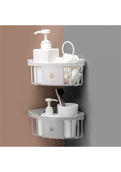 Beyaz Stil 20CMX14CMX9CM Duvara Monte Kendinden Yapışkanlı Üçgen Raf Duş Tuvalet Malzemeleri Ücretsiz Delme Banyo Mutfak Aksesuarları Drenaj Depolama Rafı (Yurt Dışından) fiyatları