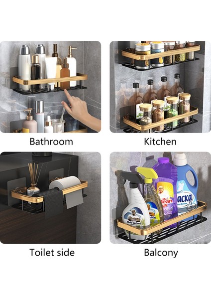 Tek Stil Depolama Rafı Banyo Rafı Yumruksuz Raflar Şampuan Duş Mutfak Tutacağı Tuvalet Mutfak Düzenleyici Banyo Aksesuarları Seti (Yurt Dışından) fırsatları