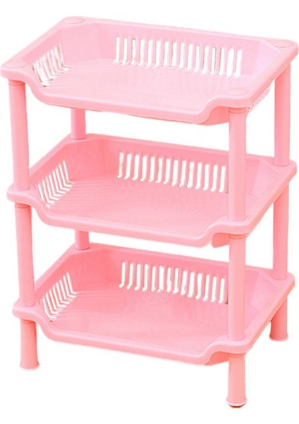 Pembe Sqaure Stili 50% Sıcak Satış 3-Katmanlı Plastik Kare Üçgen Mutfak ve Banyo Depolama Rafı Yıkama ve Mutfak Gereçleri Rafı (Yurt Dışından)