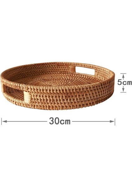 30X5CM Tarzı Kraker Çay Depolama Tepsisi Ekmek Sepeti Rattan Dokuma Depolama Aperatif Meyve Tabağı Otel Saplı Uçucu Yağ Tepsisi (Yurt Dışından)