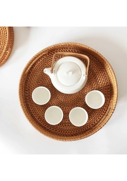 30X5CM Tarzı Kraker Çay Depolama Tepsisi Ekmek Sepeti Rattan Dokuma Depolama Aperatif Meyve Tabağı Otel Saplı Uçucu Yağ Tepsisi (Yurt Dışından)