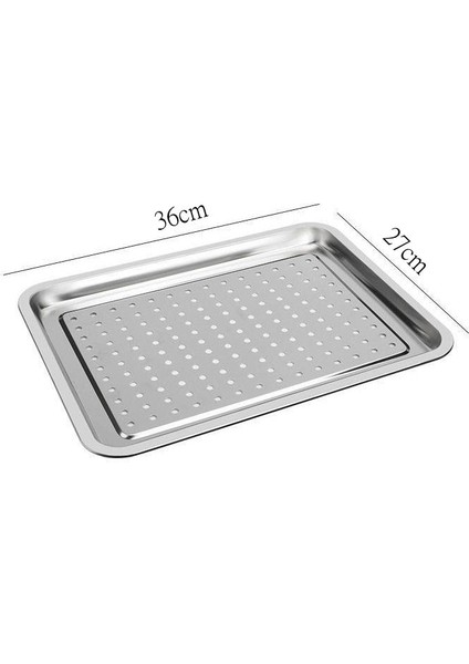 36X27X2CM Stili Paslanmaz Çelik Dikdörtgen Içi Boş Tahliye Tepsisi Kalınlaşmış Meyve Sebze Depolama Plakası Yağ Su Filtresi Tava Mutfak Aksesuarları (Yurt Dışından)