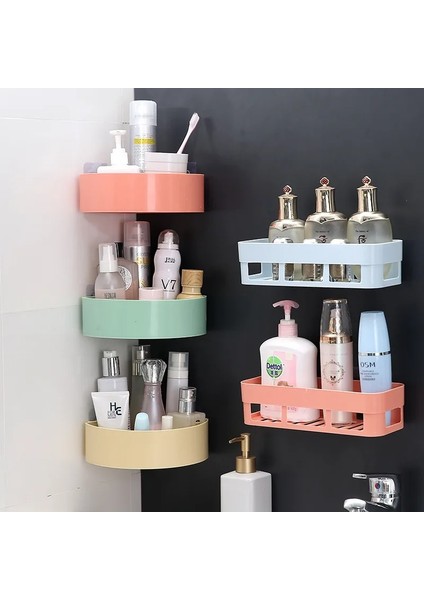 A-Stil 2 Stili Duvara Asılı Banyo Rafı Tuvalet Yapıştırıcı Şampuan Jel Depolama Sepeti Banyo Köşe Duş Rafı Başucu Çeşitli Eşyalar Saklama Kutusu (Yurt Dışından)