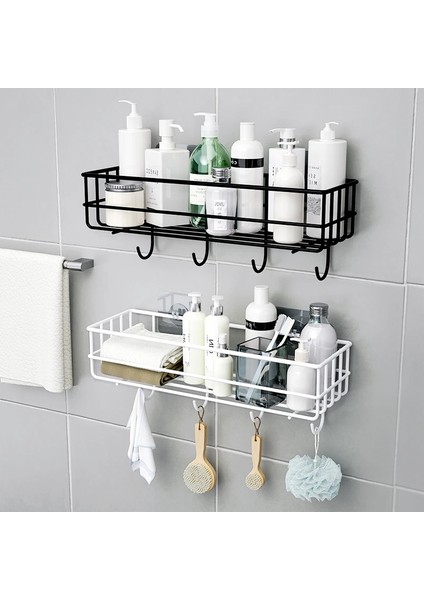 Kanca Stili Olmadan Siyah Banyo Rafı Duvara Monte Yüzer Raflar Duş Asılı Sepet Şampuanlık Wc Aksesuarları Mutfak Baharat Depolama (Yurt Dışından) fırsatları