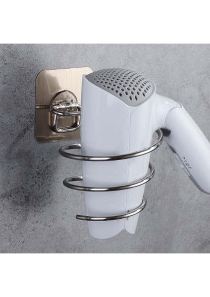 Açık Gri Tarzı Güçlü Saç Kurutma Makinesi Raf Blower Organizatör Banyo Yapıştırıcı Duvara Monte Çivi Ücretsiz Spiral Saç Kurutma Makinesi Için Stand Duvar Için Raflar (Yurt Dışından)
