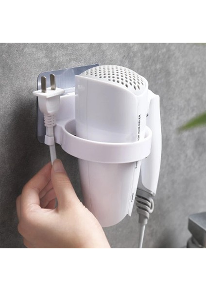 Açık Gri Tarzı Güçlü Saç Kurutma Makinesi Raf Blower Organizatör Banyo Yapıştırıcı Duvara Monte Çivi Ücretsiz Spiral Saç Kurutma Makinesi Için Stand Duvar Için Raflar (Yurt Dışından)