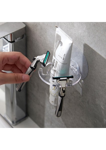 Pembe Çiçek Stili Banyo Aksesuarları Seti Diş Fırçası Diş Macunu Tutucu Süper Vantuz Jilet Tıraş Makinesi Organizatör Raf Ev Eşyaları Depolama Rafı (Yurt Dışından)