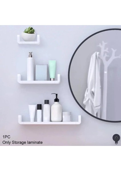Bir Stil Perforasyonsuz Raf Beyaz Depolama Rafı Banyo Mutfak Baharat Enkaz Rafı Su Geçirmez Duvar Rafları Banyo Aksesuarları (Yurt Dışından) modelleri