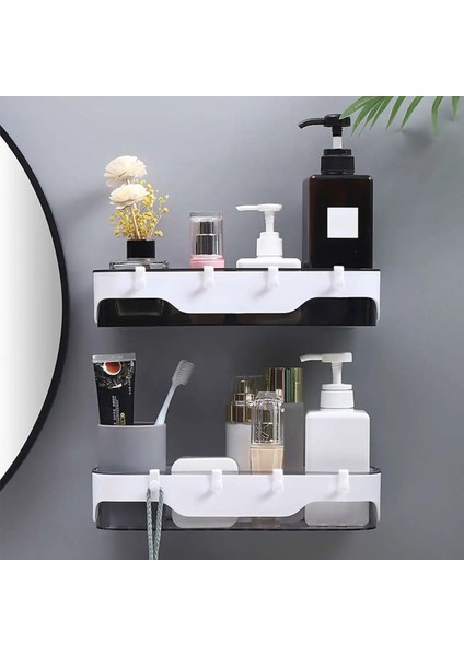Gri Tarzı Banyo Raf Düzenleyici Wc Şampuan Tutacağı Delme Yok Duvara Monte Mutfak Depolama Sepeti Yapıştırıcı Asmak Kozmetik Makyaj Rafı (Yurt Dışından) indirimleri