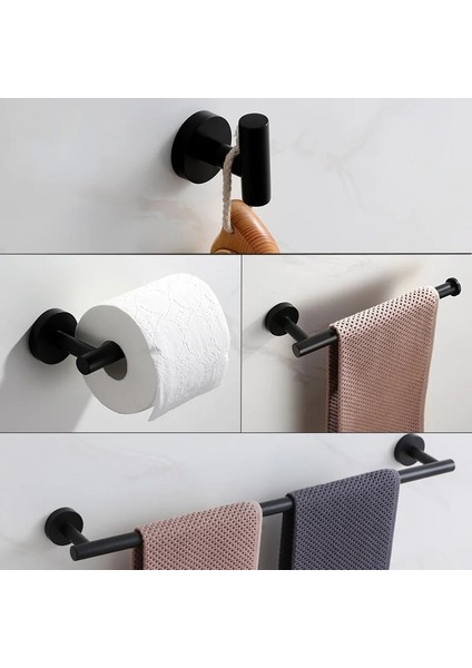 Havlu Yüzük-A Tarzı Banyo Donanım Seti Aksesuarları Mat Siyah Raf Bornoz Askısı Askı Havluluk Bar Raf Doku Kağıt Tutucu Siyah Diş Fırçası (Yurt Dışından)