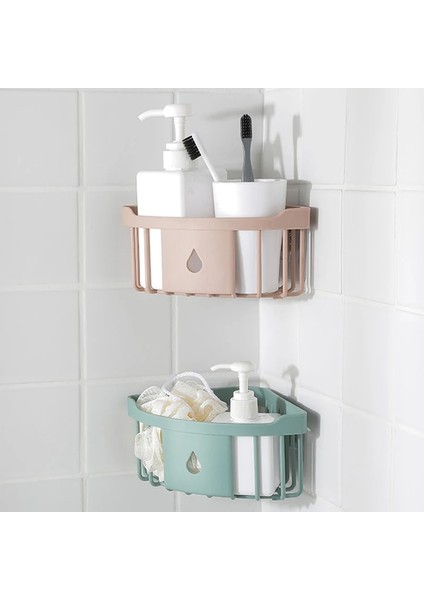 Pembe Tarzı Plastik Köşe Depolama Rafı Mutfak Düzenleyici Raf Lavabo Sünger Fırça Tutacağı Banyo Köşesi Tuvalet Malzemeleri Depolama Tutacağı (Yurt Dışından)