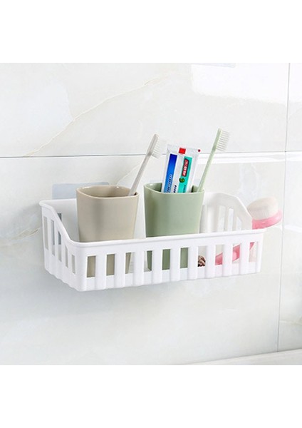 Beyaz Stil Mutfak Banyo Duvar Depolama Rafı Asılı Raf Köşe Sepet Tutacağı Organizatör Şampuan Tutacağı Depolama Mutfak Düzenleyici Rafı (Yurt Dışından)