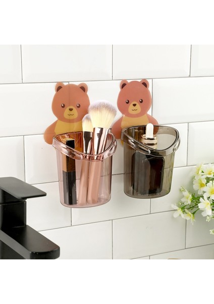 C Stili Yumruksuz Saklama Kutusu Yapıştırıcı Duvara Monte Diş Fırçası Tutacağı Sevimli Ayı Yamalı ve Banyo Mutfak Rafı Için Drenaj Delikleri (Yurt Dışından) indirimleri