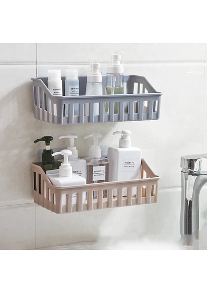 Gri Stil Duvara Monte Banyo Depolama Rafı Plastik Banyo Rafı Organizatör Duş Şampuan Tutacağı Ev Mutfak Rafı Organizatör (Yurt Dışından)