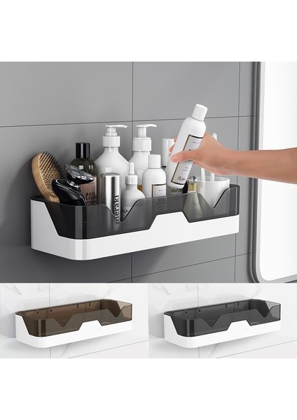 Şeffaf Gri Stil Banyo Rafı Punch-Free Duvara Monte Mutfak Banyo Tuvalet Duvar Diş Fırçası Kozmetik Deposu Banyo Düzenleyici Raflar (Yurt Dışından) modelleri