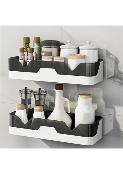 Şeffaf Gri Stil Banyo Rafı Punch-Free Duvara Monte Mutfak Banyo Tuvalet Duvar Diş Fırçası Kozmetik Deposu Banyo Düzenleyici Raflar (Yurt Dışından) fırsatları