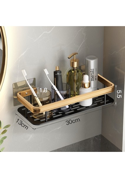Altın Kalınlaştırmak Tarzı Yumruksuz Banyo Raf Rafları Şampuan Duş Depolama Rafı Mutfak Tutacağı Tuvalet Mutfak Düzenleyici Banyo Aksesuarları Seti (Yurt Dışından)